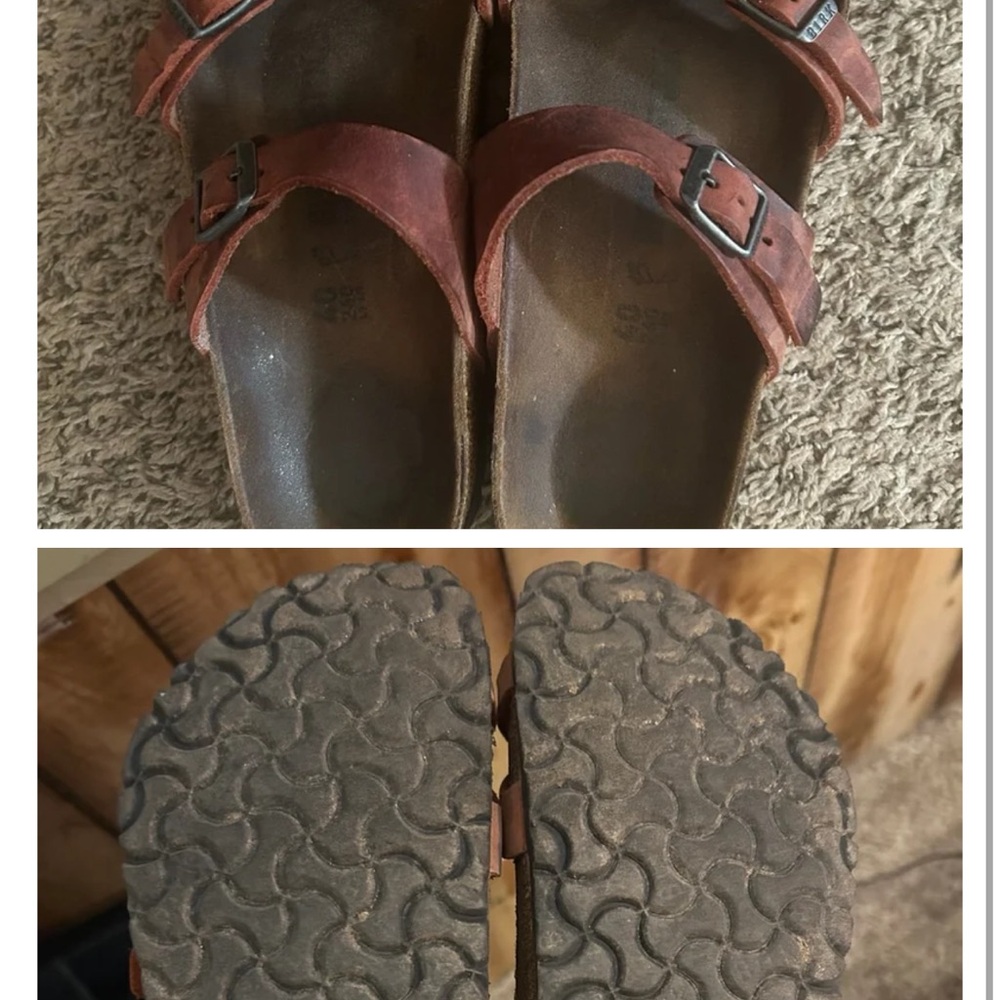 Brown Leather Sandals with Buckles